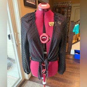 Sheer Black Polka Dot Cardigan